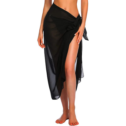 Side Tie Sarong Coverups Sheer Skirt Scarf Cover-Up