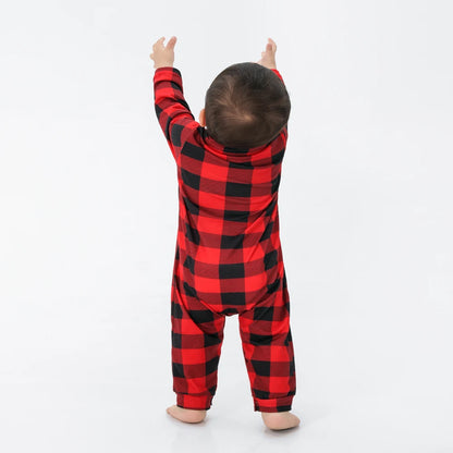 Christmas Family Pajamas Plaid Print Mother Father Kids Matching Full Sleeve, Button Shirt, Child's Set or Gown