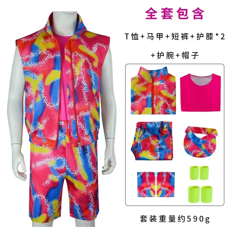 80s Workout Costume for Halloween Includes Hat, Women's Top, Shirt, Shorts
