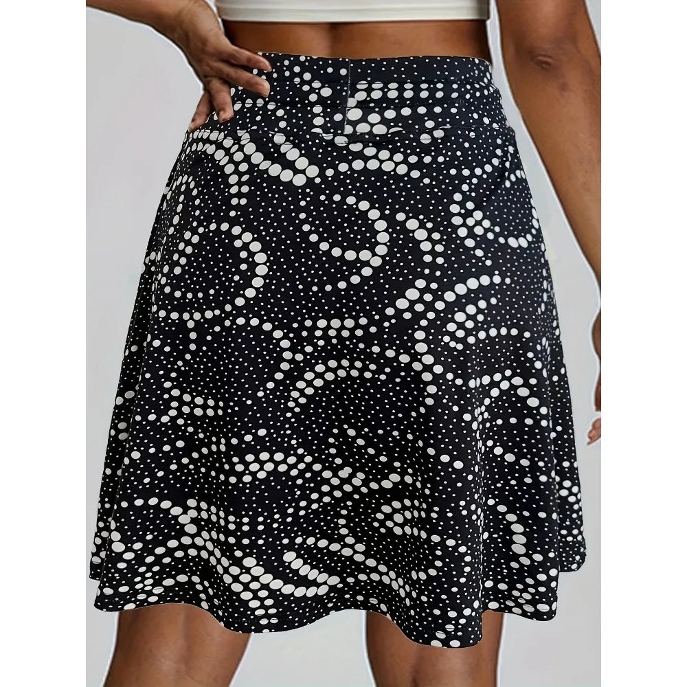 Sizes 1XL-5XL High-Waisted Slim-Fit, A-Line Printed Skorts, A-line Mini Skirt with a Phone Pocket