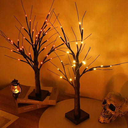 Halloween LED Birch Tree Light for Small Decorations.  Great to dis[play children's handmade Halloween items