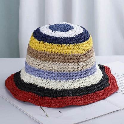 Bright Colored Floweed Crocheted Fisherman Hat