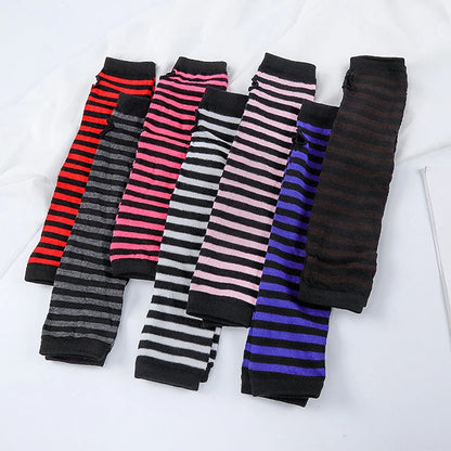 Winter Warm Long Sleeve Gloves Fingerless Stripe Knitted Elbow Elastic Outdoor Fashion Warm Wrist and Arm Glove in 8 colors