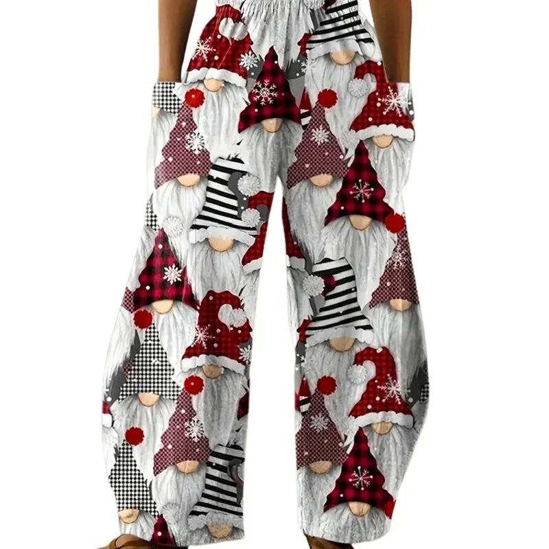 Plus Size to 5XL Casual Loose Long Wide Leg with Pockets Elastic Waist
