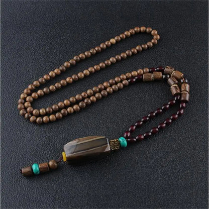 Long Wooden Beaded Tassel Boho  Necklace Nepal Wood Beads