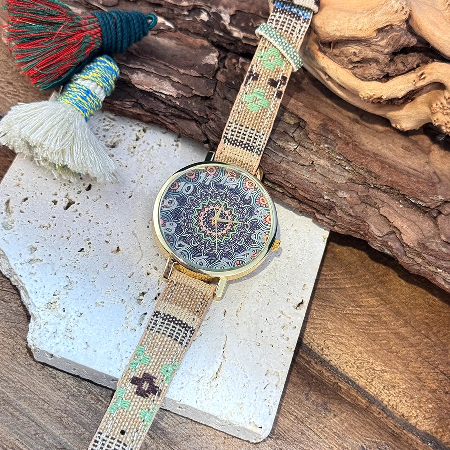 Bohemian Patterned Fashions Ladies Watch 1960's Style Women's Timepiece