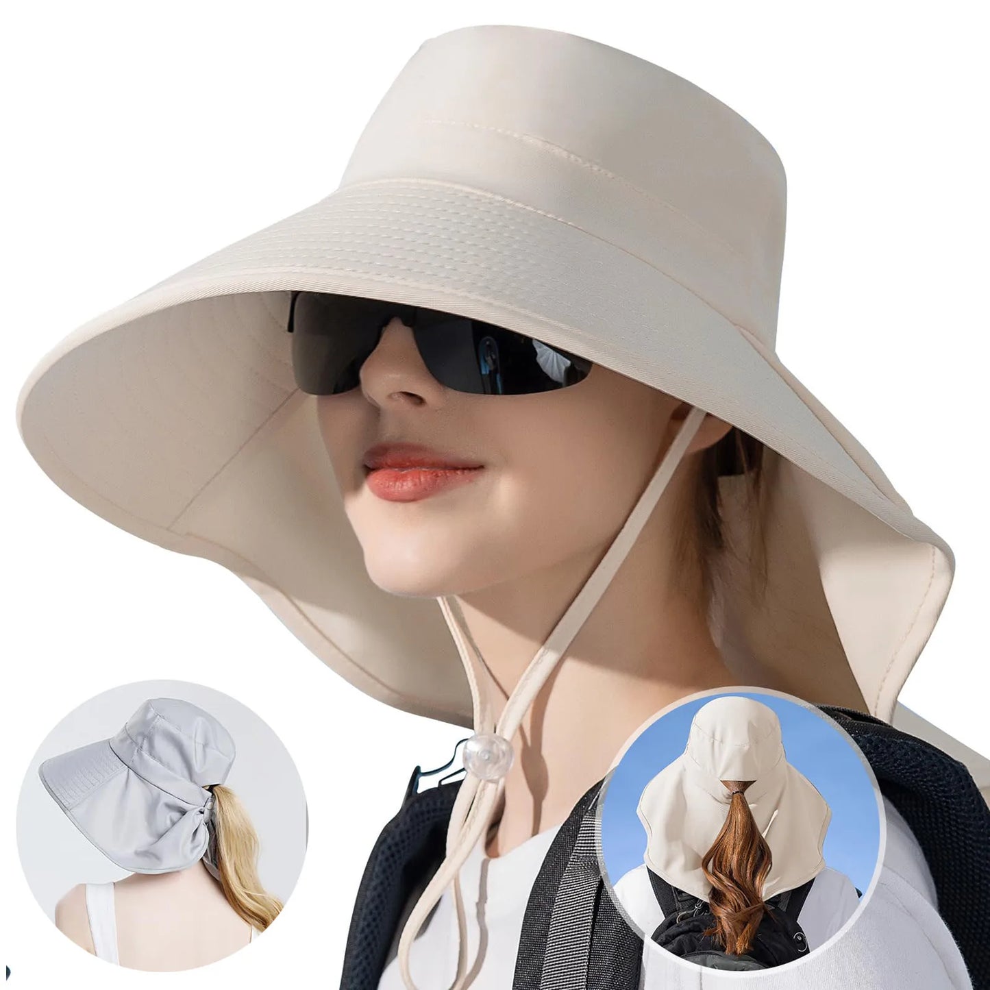 Wide Brim Sun Hat Adjustable Back Bow Hat
