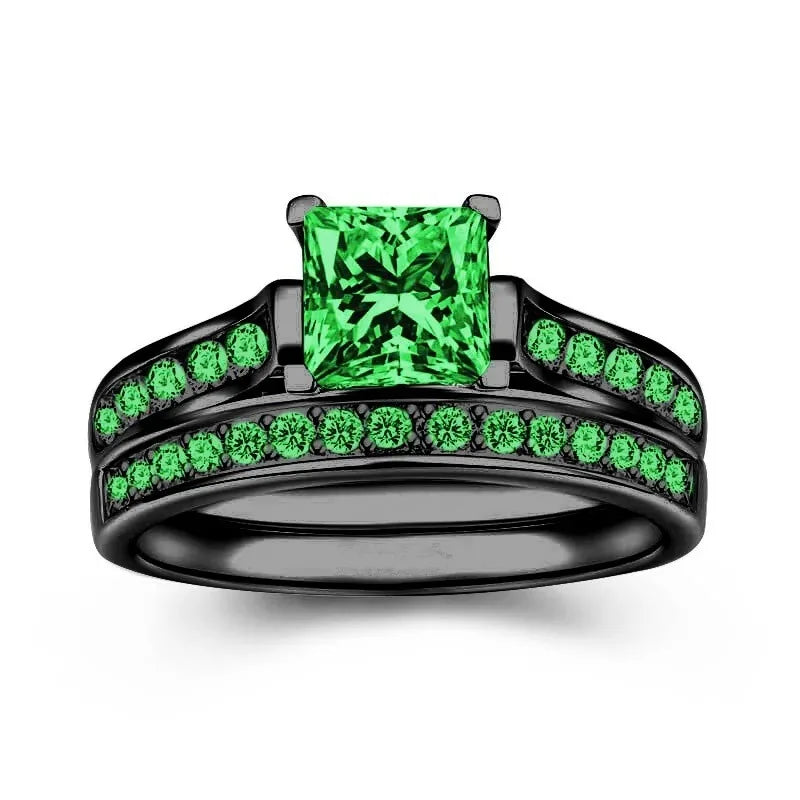 Gothic Red Rhinestone Ring Set Celtic Dragon