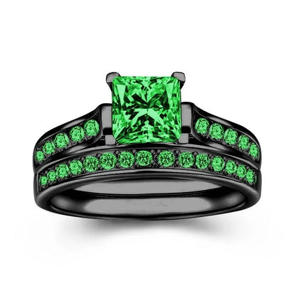 Gothic Red Rhinestone Ring Set Celtic Dragon