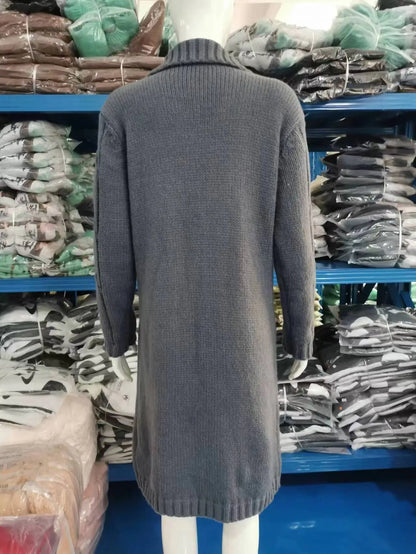 15 Colors, Oversized S-5XL Women Loose Knitted Sweaters, Thick Long Sleeve, Pocket, Buttons