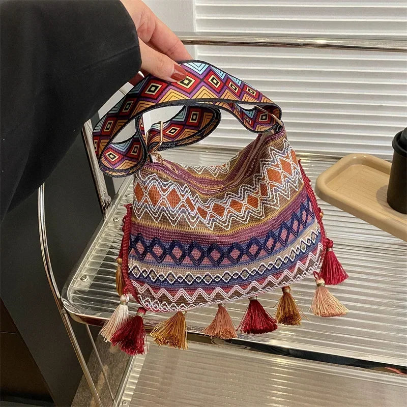 Vintage Ethnic Handwoven Crossbody Hippie Sling Shoulder Bag