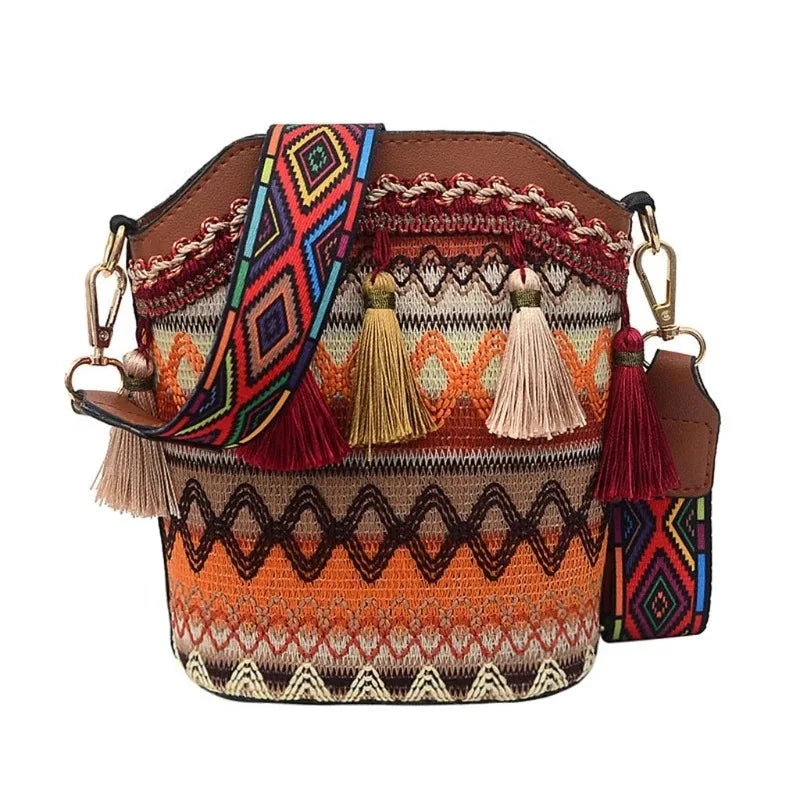 Vintage Handwoven Crossbody Bag Hippie Sling Shoulder Bag