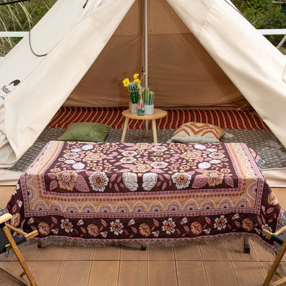 Boho Floral Tapestry, Nordic Plaid Blankets with Fringe. Comes in 10 designs