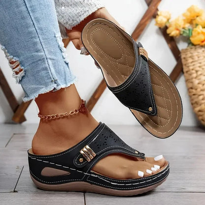 Summer Wedge Sandals Open Toe Flip Flop Fashion, Casual Slip on Platform Sandals, Slides