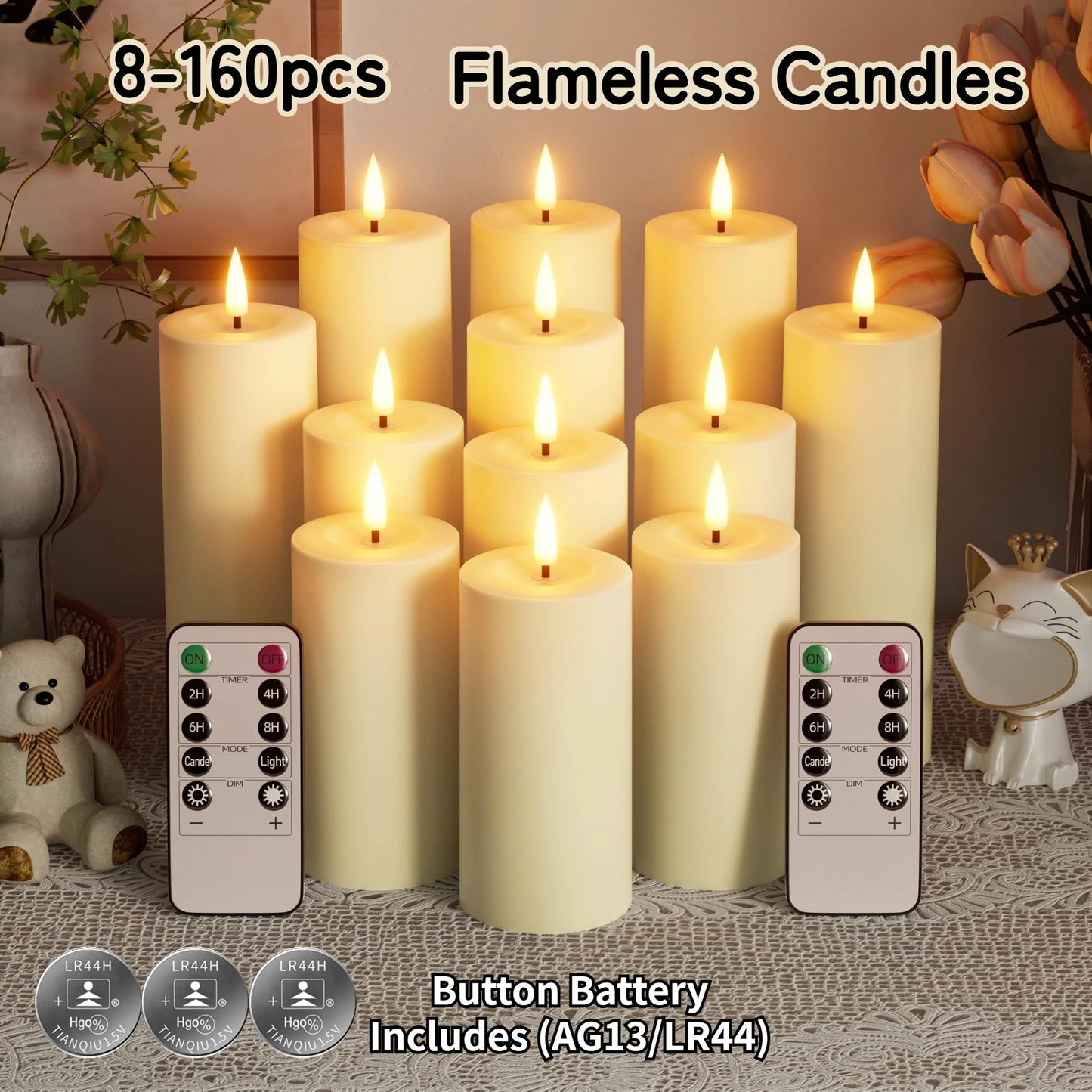 Remote Control LED Pillar Candles With Battery Electronic Candle Lights (Bulk orders up to 160 available)