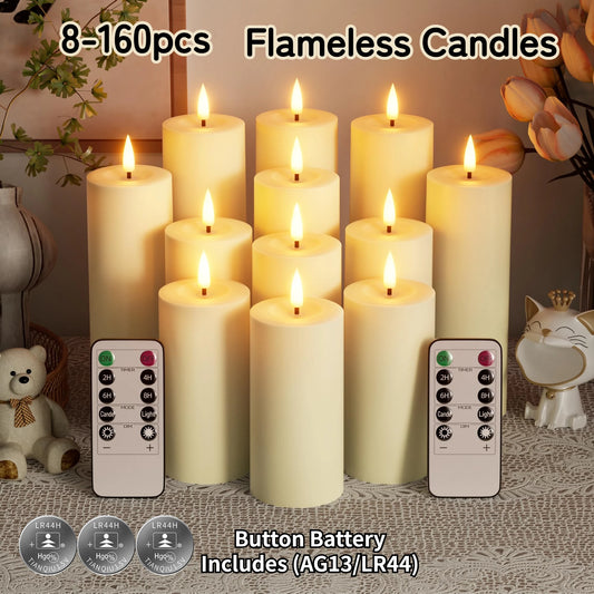 Remote Control LED Pillar Candles With Battery Electronic Candle Lights (Bulk orders up to 160 available)