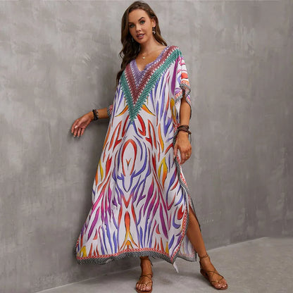 Plus Size Kaftan Dresses for Lounging or Cover-Up at the Beach. Several Designs