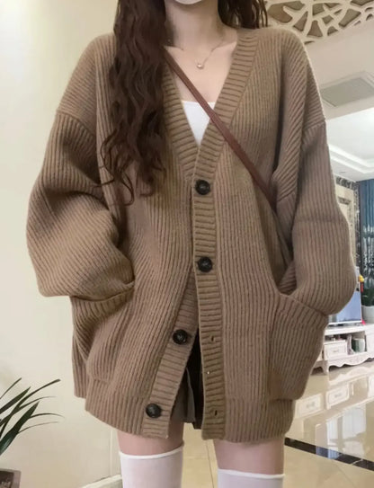 Oversized Cardigan Sweater-Coats, Long, Full Sleeves, V-Neck, Loose  Fit, Button Front. comes in Tan, Gray, Off White
