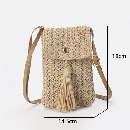 Straw Mobile Phone Shouder  Mini Crossbody Bohemian Style
