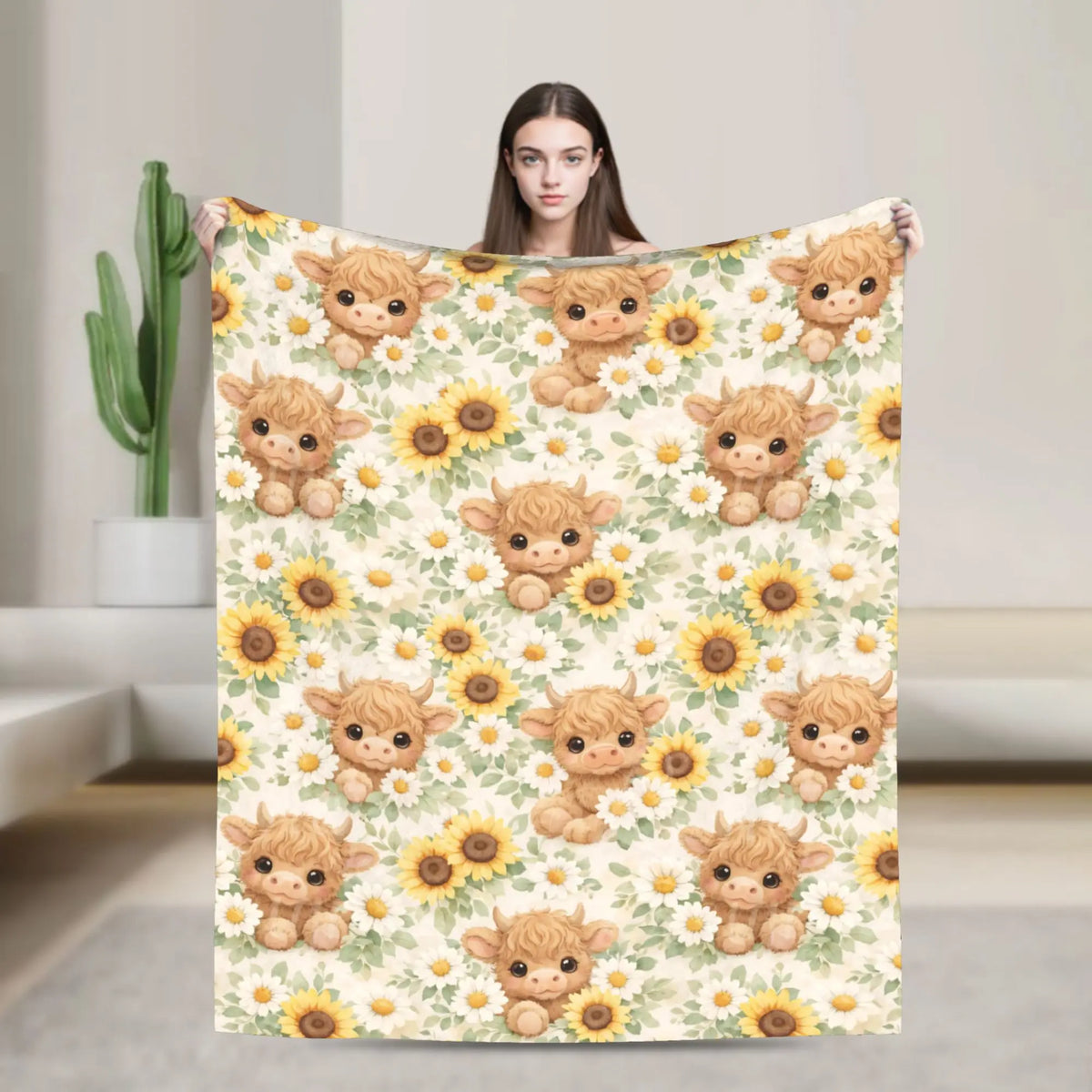 Christmas Highland Cow Fleece Blanket t for Home 150*125cm Piece. 25 Different Prints