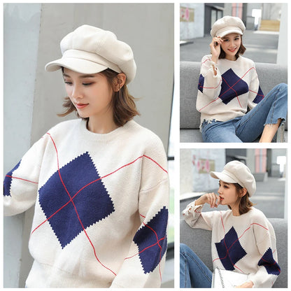 Woolen Octagonal Beret Duckbill Hat Beret British Style