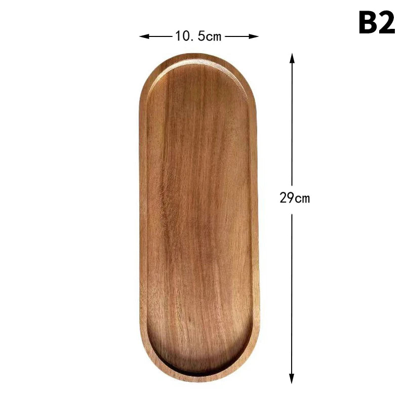 Solid Wood Food Tray Round Rectangle, Snack, Fruit,  Bread Board