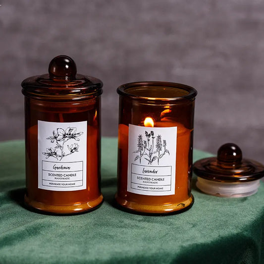 Vintage Glass Jar Scented Candle Essential Oils Soy Wax Candle Aromatherapy
