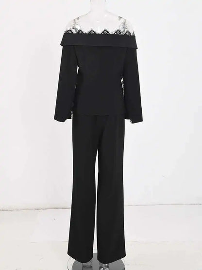 2 Pcs Set Boat Neck Long Lace Slit Sleeves Off the Shoulders Lace Neckline (Can be worn different ways)