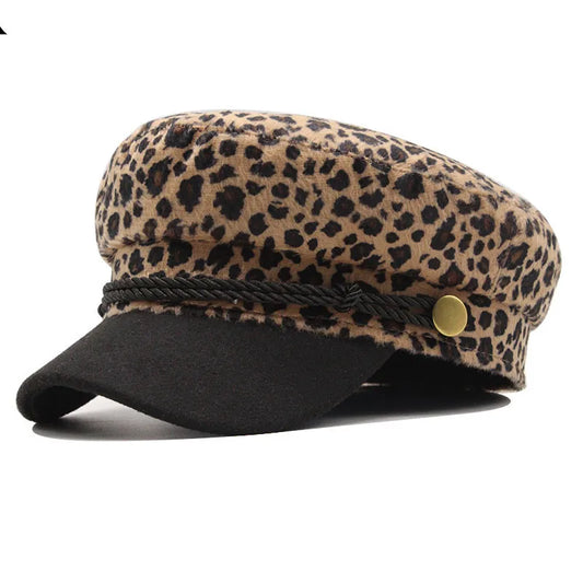 Vintage leopard print Berets, Flat Salior Hat