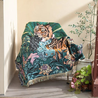 Boho Floral Tapestry, Nordic Plaid Blankets with Fringe. Comes in 10 designs