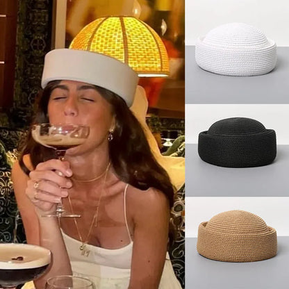 Straw Pillbox Hat  in 4 colors