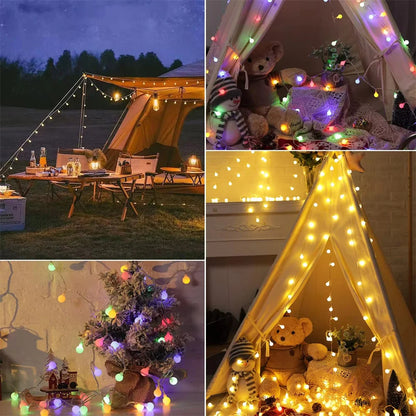 Frosted Globe Solar String Lights 100 LED IP65 Outdoor Fairy Lights