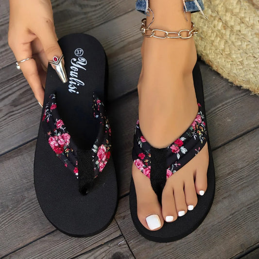 Bohemian Satin Ribbon Flat Flip Flops