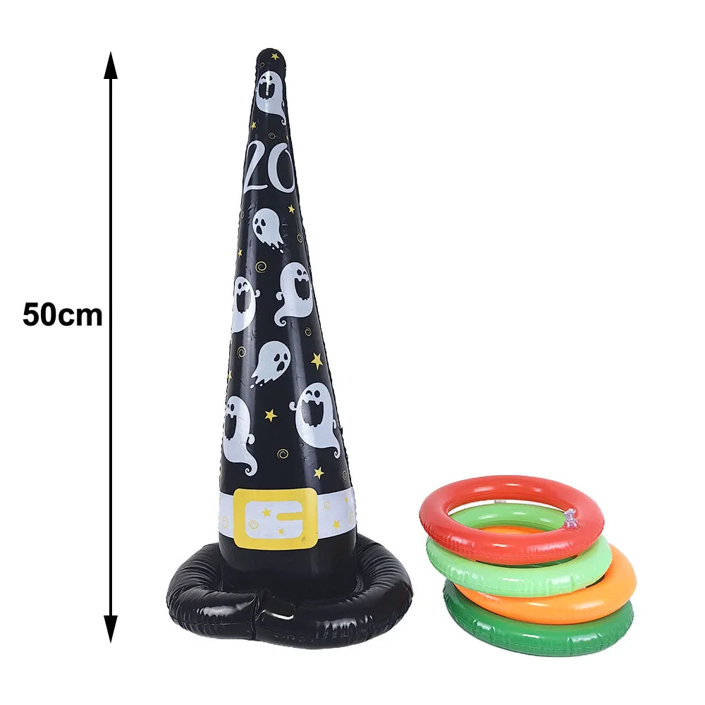 Halloween Theme Inflatable Ring Toss Game Spider Witch Hat Ring Toss Halloween Party Game