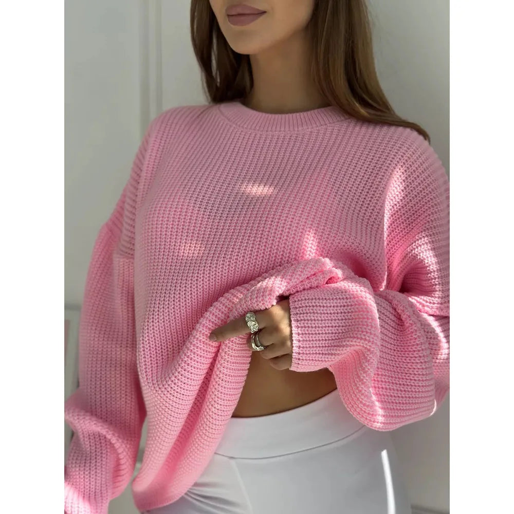 Chunky Knit Oversized Sweater Crew Neck Long Sleeve Loose Casual  Pullover. Comes in 6 colors