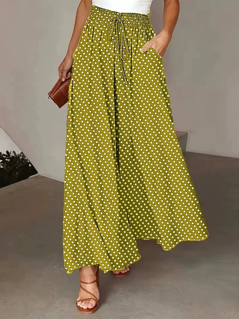 Bohemian Extra Wide-Leg Pants with Elastic Waist  Available in Sizes S to 2XL