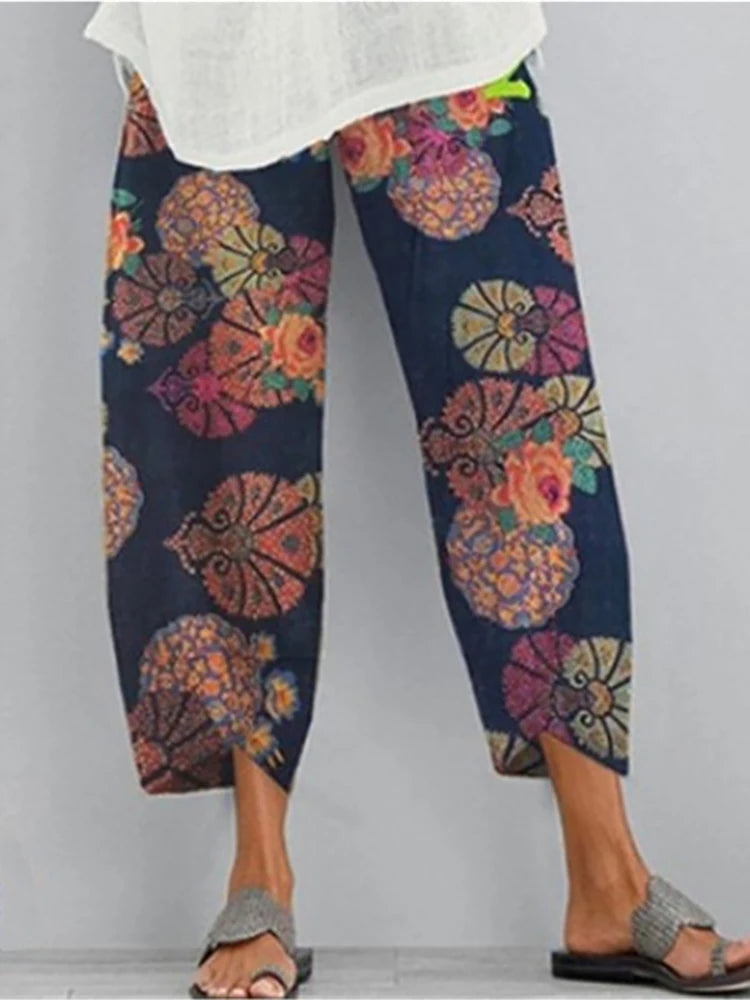 18 Solid and Patterned Cotton Linen Harem Pants, Wide Leg Trousers with Pockets