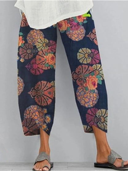 18 Solid and Patterned Cotton Linen Harem Pants, Wide Leg Trousers with Pockets