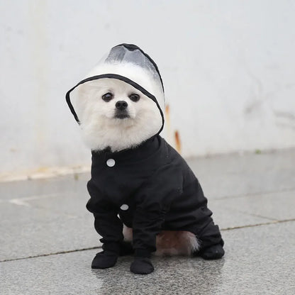 Waterproof Dog Coat with Rainproof Hood, Small Dog Raincoat with Rain Shoes, Overall Jumpsuit