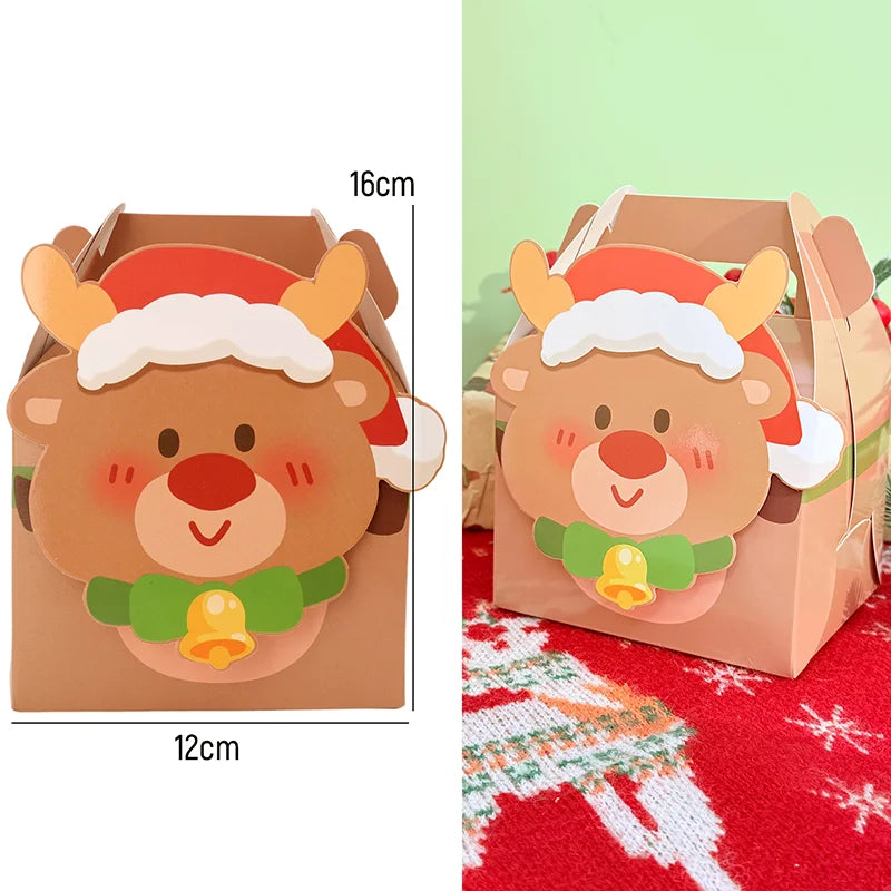Christmas Square Cardstock Gift Bags, Sturdy Reusable