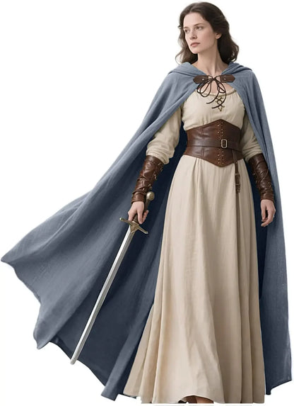 Medieval Hooded Linen Cloak, Renaissance Cape With Hood - Cloak Only in Various Colors