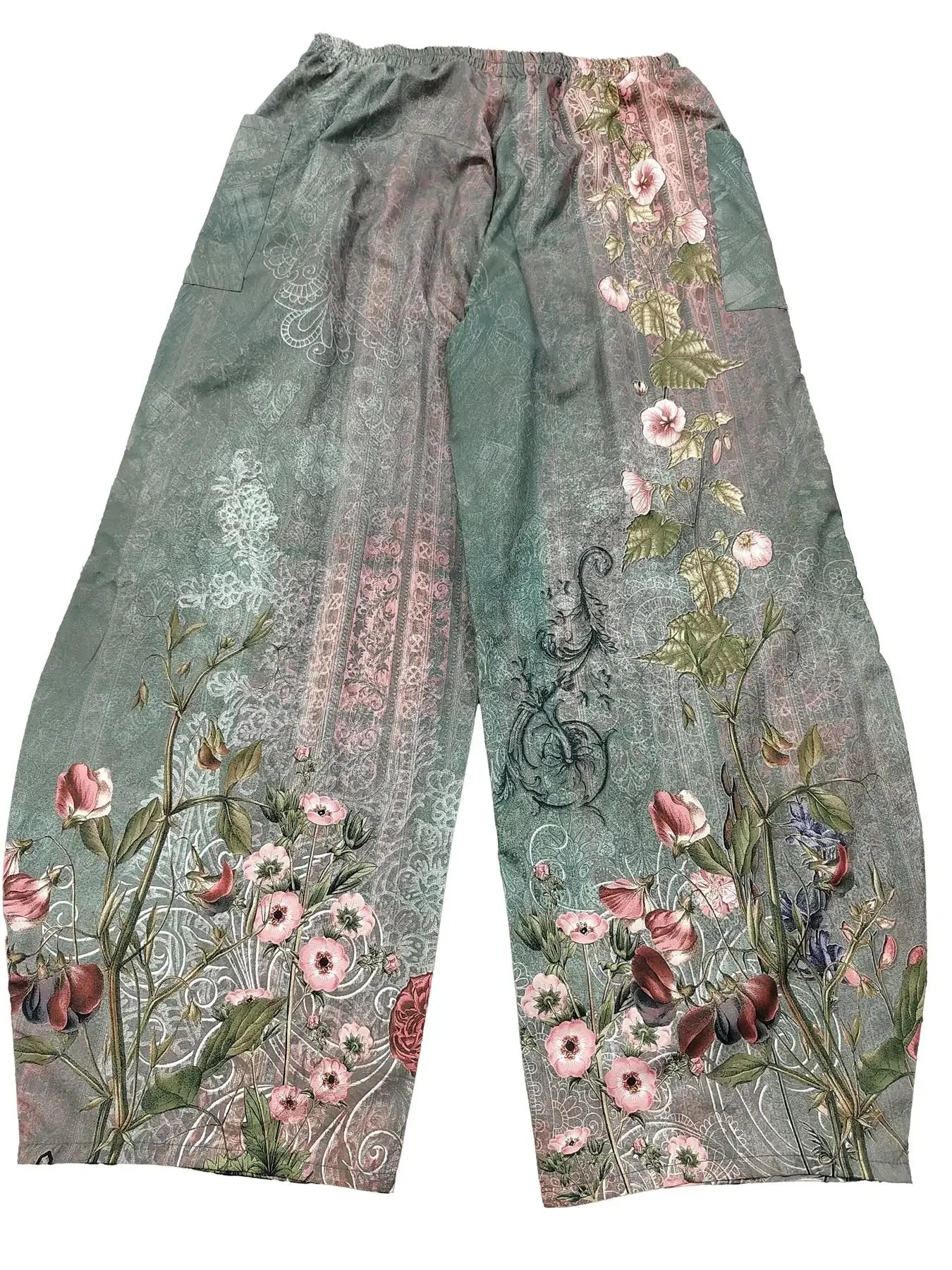 Plus Size 1XL-5XL Boho Casual High Waisted, Elastic Waist, Pocket, Loose Long Pleated Wide Leg Harem Pants
