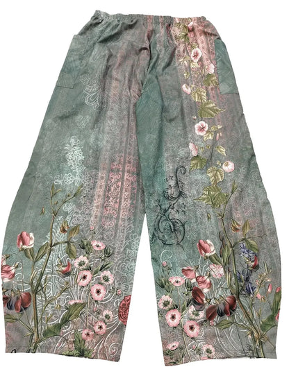 Plus Size 1XL-5XL Boho Casual High Waisted, Elastic Waist, Pocket, Loose Long Pleated Wide Leg Harem Pants