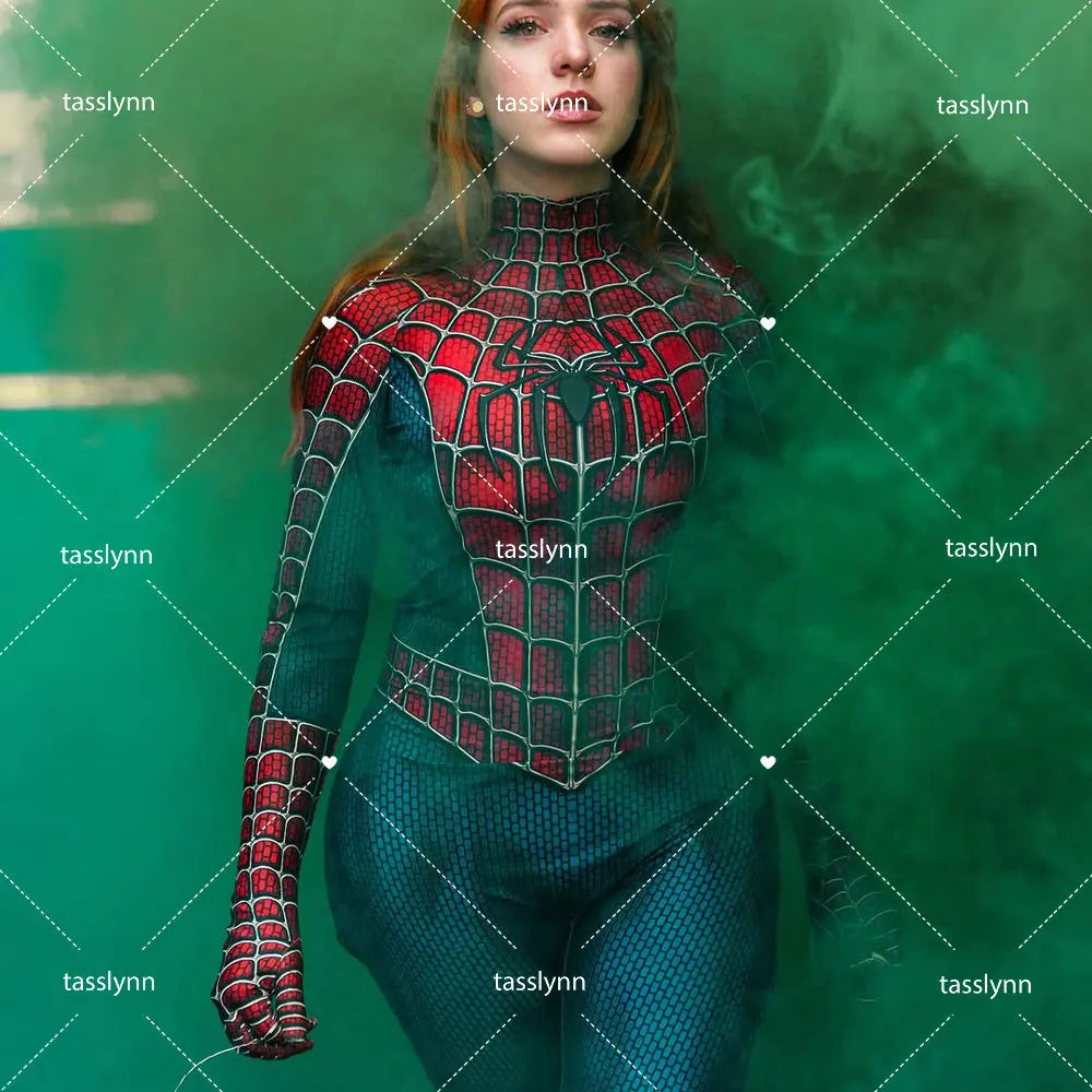 Sizes to 3XL--Spandex Spiderwoman Suit