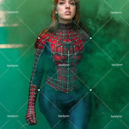 Sizes to 3XL--Spandex Spiderwoman Suit