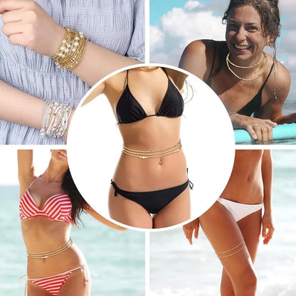 3 Piece Set of Waist Beads for low-rise pants or bikini wear. 10 different set colors to choose from