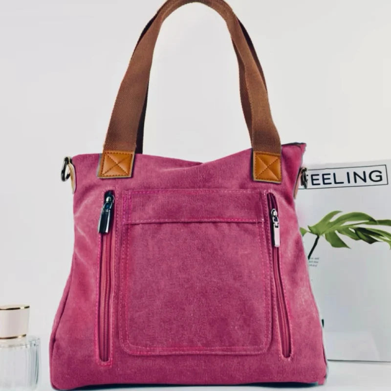 Versatile Handbag Large Capacity Canvas Casual Shoulder Crossbody Bag