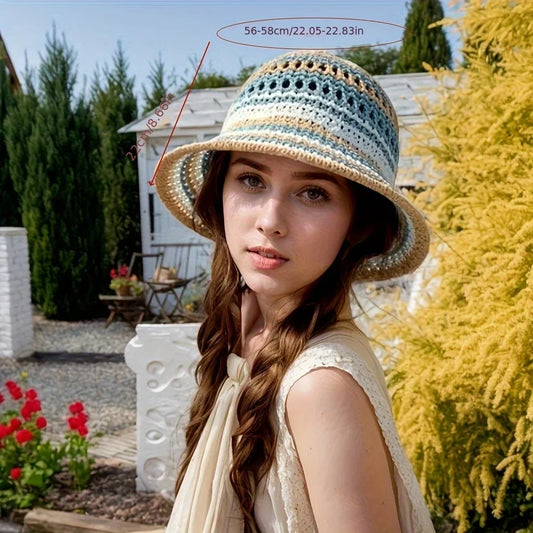 Bohemian Hand-Woven Macrame Beach Bucket Hat. Comes in 5 Colors