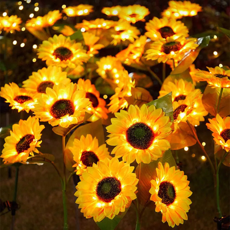 3 Heads 1 Head Solar Simulation Sunflower LED Lights, Garden, Lawn Night Lights, Landscape Lamp