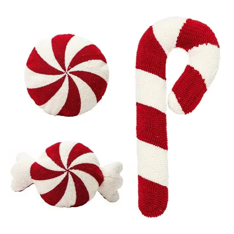 Christmas Candy Cane or Peppermint Shaped Soft Throw Pillows